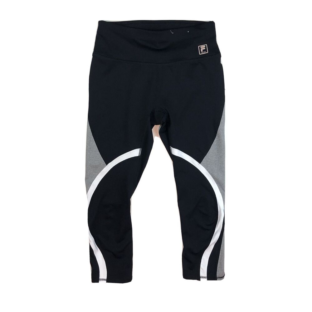 FILA Sport Womens Black White Gray Leggings Crop Capris Size XS SSS11